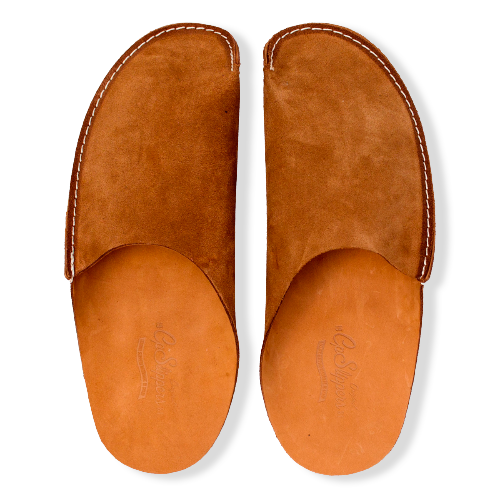 Minimalist Tan Leather Slippers for men and women by CP Slippers